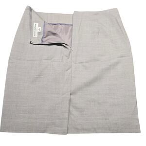 Banana Republic Wool Mini Skirt Gray Tan Herringbone Lined Zip Women Size 8 Slit